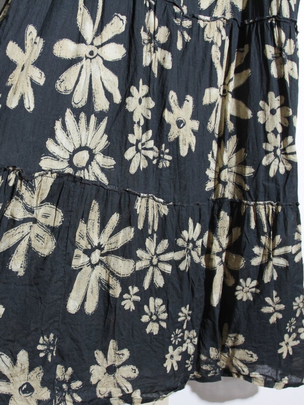 Natural Life Adele Cotton Maxi Dress Black Cream Daisies Tiered Size XXL - Picture 7 of 14